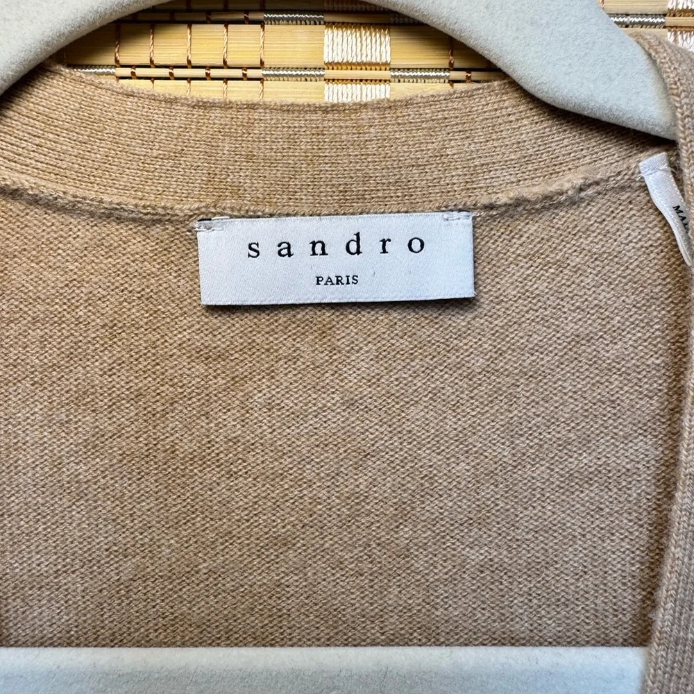 Sandro Women's Ruffle Detail Tan Cardigan - Picture 4 of 6